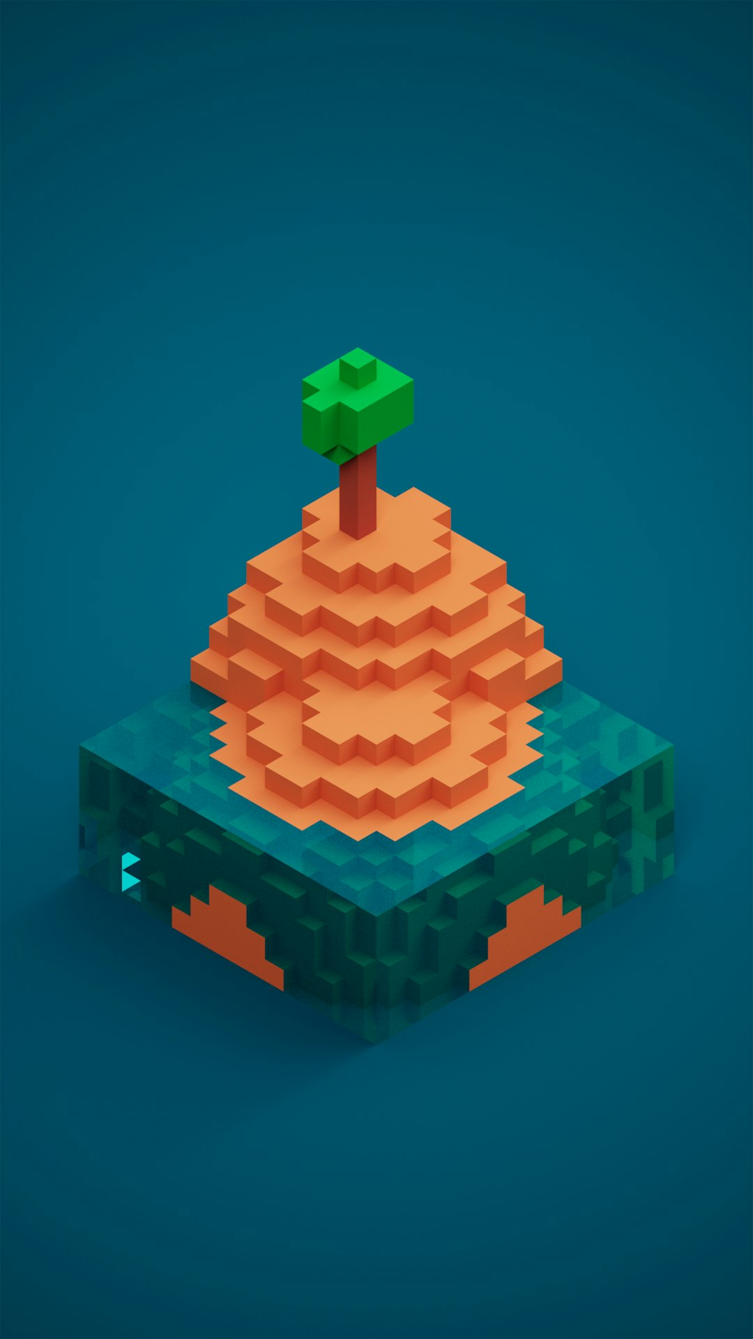 Pacific island, somewhere in the ocean. Rendered | Voxel Art